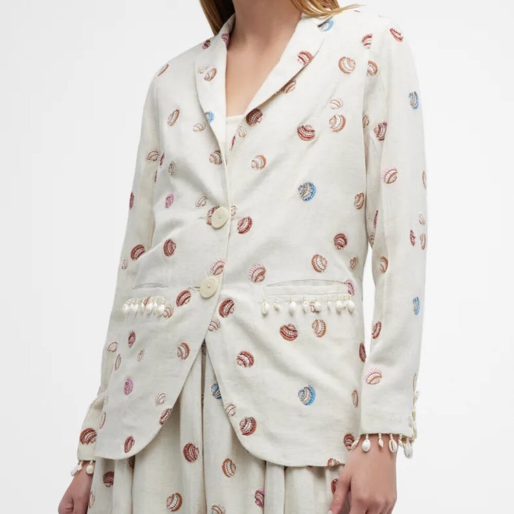 EDDY Amber Oversized Shell Beaded embroidered Blazer large